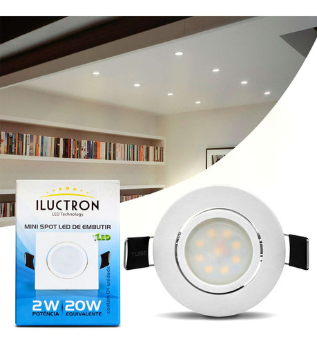 Luminaria Spot Super Led 2w Direcionável Redonda 240 Lúmens