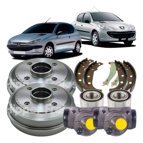 Imagem 3 de 6 de Tambor Rolamento Sapata Cilindro Peugeot 206 207 1.4 E 1.6