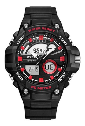 Reloj Weide Anadigi Wa3j8010 para hombre, negro y rojo