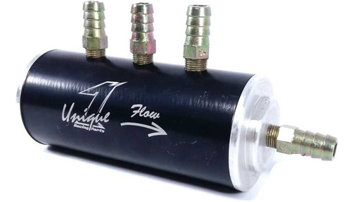 Divisor Combustível Flauta S/ Filtro Preto Niples 9mm Unique