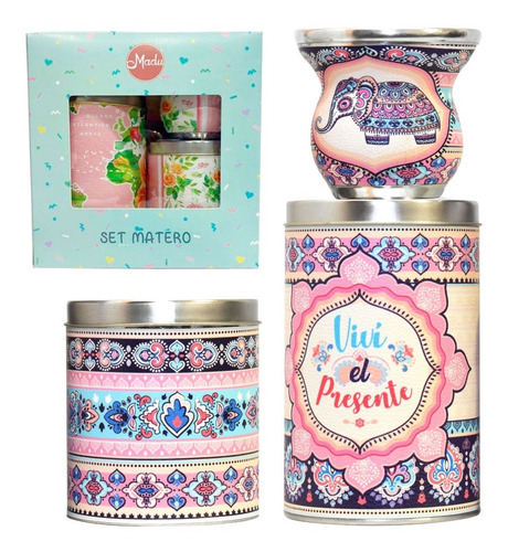 Imagen 1 de 6 de Set Matero Regalo Yerbera Azucarera Mate Madu Kit Matero