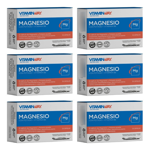 Magnesio Vitamin Way X 30 Caps, Pack X 6 Cajas