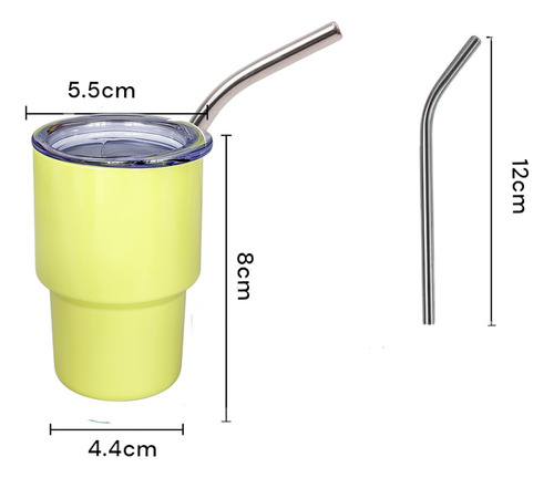Mini Termo Taza Tequilero Shot 3 Oz Varios Colores C/ Popote