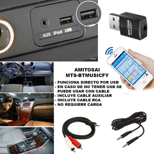 Receptor Audio Bluetooth Adaptador Aux Musica Auto Parlantes 3.5mm Rca Usb Tipo Pendrive El Mejor Calidad