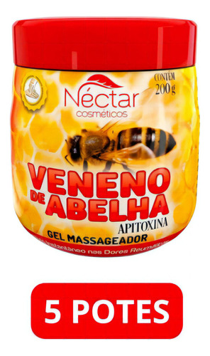  Kit 5 Gel De Massagem Néctar Cosméticos Veneno De Abelha 200
