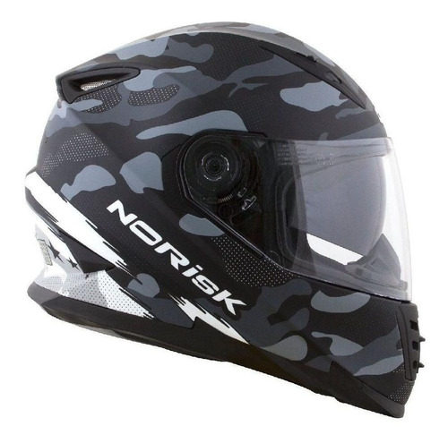 Imagem 2 de 3 de Capacete para moto integral Norisk FF302 Soul preto e branco destroyer tamanho 54