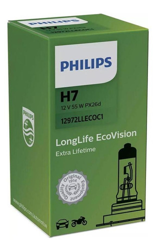 Lâmpada Halógena Farol H7 Longlife Ecovision Philips 12v 55w