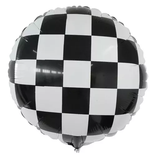 Balões quadriculados preto e branco – Pacote com 6 balões de carro