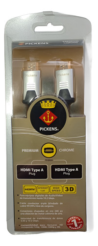 Cable Hdmi A Hdmi Pickens 2m Chrome Premium 4k Dmc270-0200