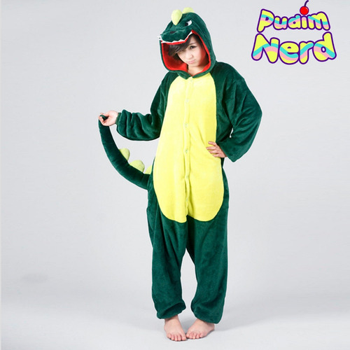 Dinossauro Verde Pijama Macacão Kigurumi - Pronta Entrega