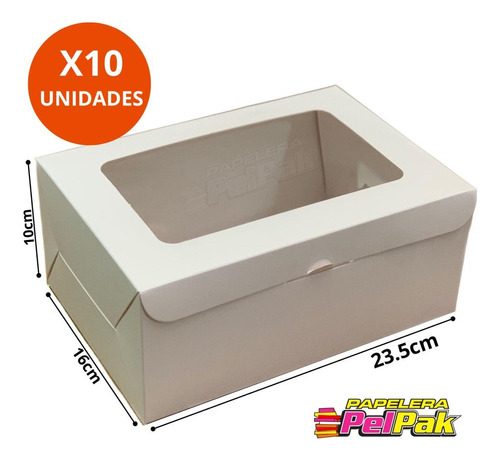 Cajas Para Desayunos Meriendas Postres Con Visor 23.5x16x10