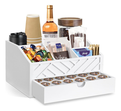Organizador De Barra De Café Con Cajón De Madera