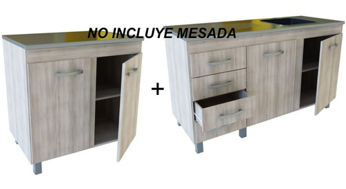 Mueble Bajo Mesada 2 Mts. Premium Cajon Correderas Modulos