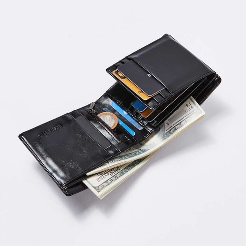 Cartera De Cuero Para Hombre Tarjetero Monedero Cremallera
