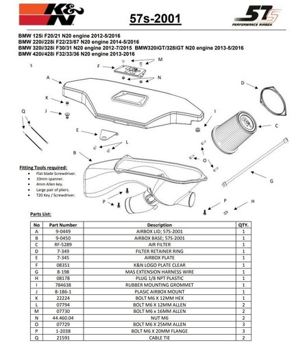Filtro Ar K&n Intake - Bmw 320i 320 I 2.0 / 13-16