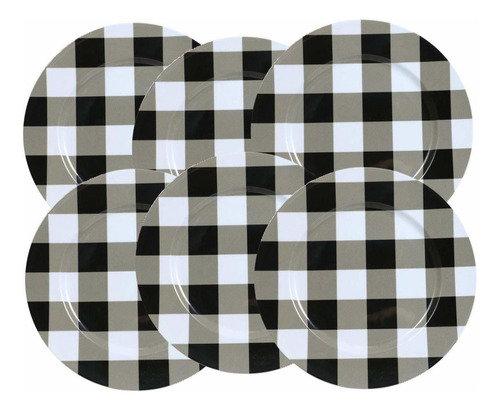 Modern Farmhouse Charger Plates Black And White Check Set