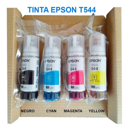 Imagen 3 de 6 de Kit De 4 Tinta Epson T544 Original Negro Y Colores
