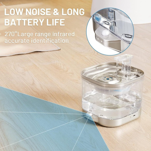 Fuente De Agua Inalámbrica Para Gatos De 2 Litros Con Sensor
