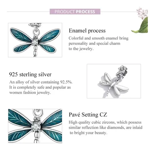 Charm Plata 925 Libélula Wostu Original Compatibl Pndora