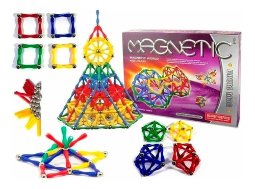 Imagen 3 de 6 de Magneticos Palitos Conectores Imantados Multicolor 84p Mg03