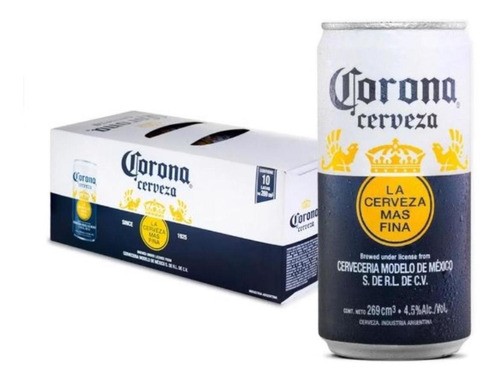 Cerveza Corona Lata 269 Ml Caja X 10 Unidades Fullescabio