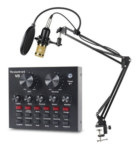 Imagen 5 de 6 de Microfono Con Condensador Y Brazo + Consola Podcast Youtube