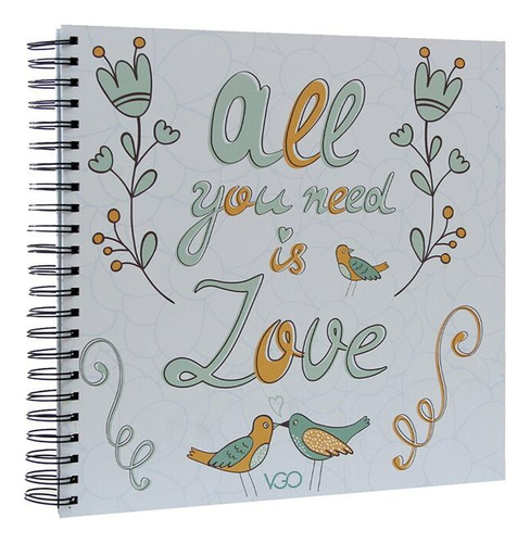 Album De Fotos Pergamino P/ Pegar Hojas Negras 40hojas Color Celeste Pg2929 All You Need Is Love