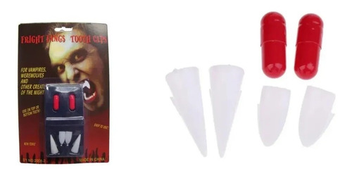 Imagem 3 de 3 de Kit Orelhas De Elfo Dentes De Vampiro C/cápsula Sangue Falso