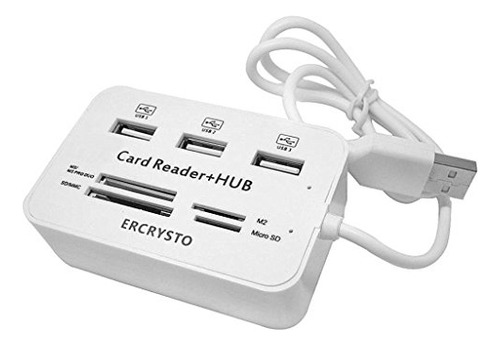 Lector De Tarjetas Ercrysto Y Hub Usb De 3 Puertos, Externo