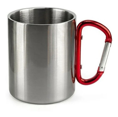 Caneca Inox Com Alça Mosquetão Vermelho