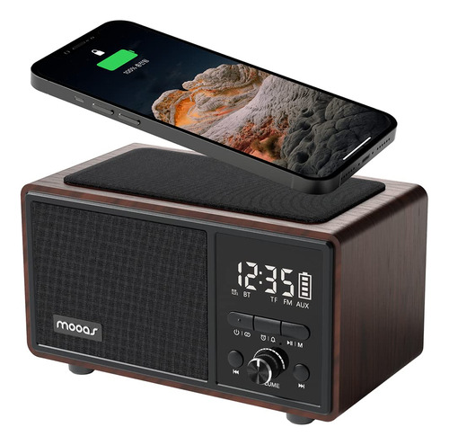 Mooas Altavoz De Radio Retro Reloj De Escritorio De Carga