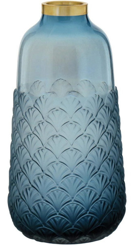Coquille Vaso Decorativo 36x18x18cm Vidro Azul