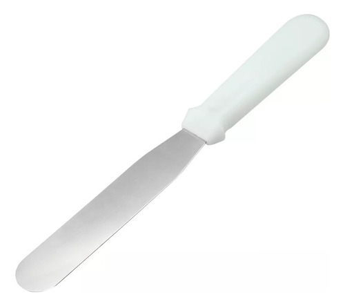 Espatula Recta Reposteria Acero Inoxidable Y Plastico 20 Cm. Color Mango Blanco