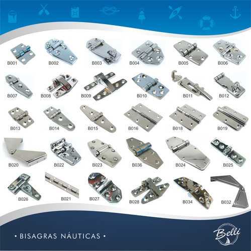 Bisagra Nautica B009 Para Parabrisas Larga Bronce Cromado