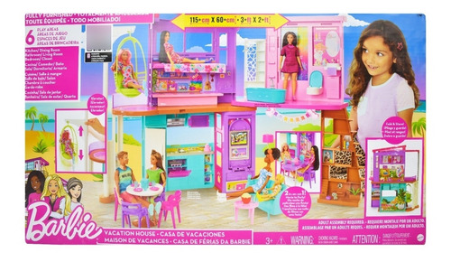 Barbie Casa De Vacacciones Amueblada 115 X 60cm Mattel
