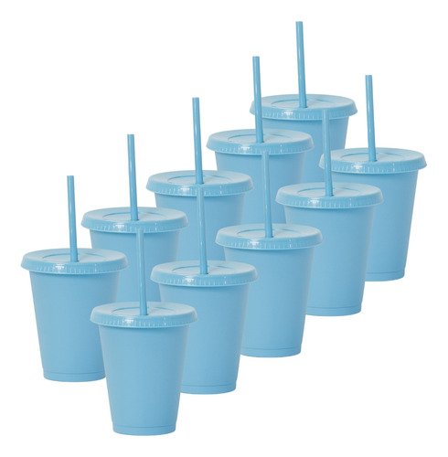 100 Vasos Reusables Tipo Star Para Bebida Fría Mini 16 Oz0 Color Azul cielo