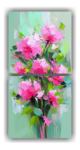 160x80cm Cuadro Decorativo Equilibrio Visual Flores Verdes M