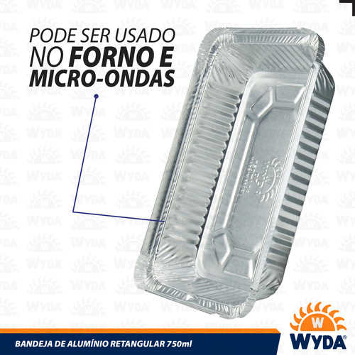 100 Marmita Alumínio Wyda D7s Bandeja 750ml 40% + Resistente