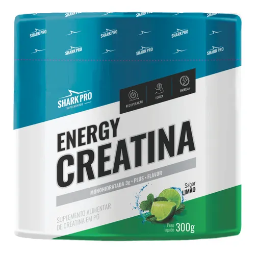 Creatina Energy Shark Pro 300g Sabor Limão