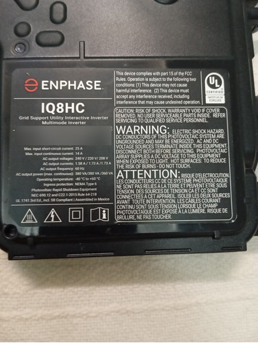 2 Pzas Micro Inversor Enphase Iq8h,iq8hc