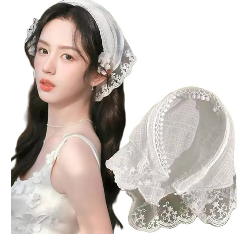 Diadema Retro Con Forma De Triángulo Y Encaje Floral Para Mu