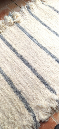 Imagen 3 de 3 de Alfombra De Algodón Tejida En Telar, A Rayas 2 M X 70 Cm