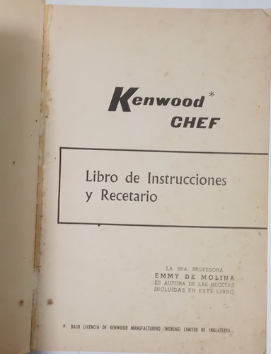 Kenwood Chef- Libro De Instrucciones Y Recetario (Usado)