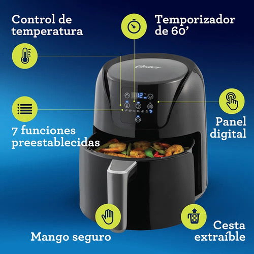 Imagen 7 de 8 de Freidora De Aire Digital Oster De 4 Litros Ckstaf40d
