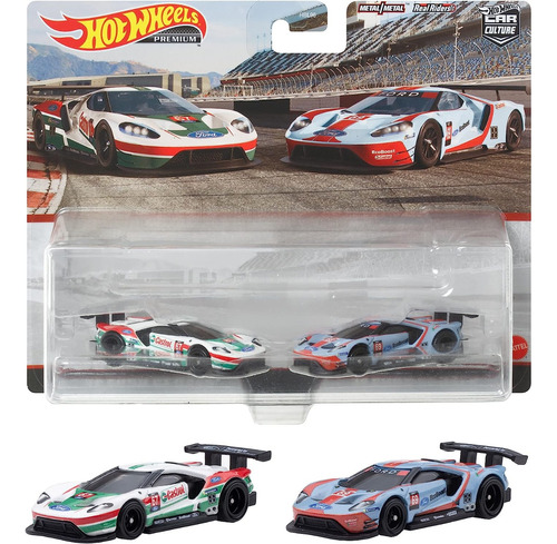 Hotwheels Premium 2 Pack '16 Ford Gt Race & '16 Ford Gt Race