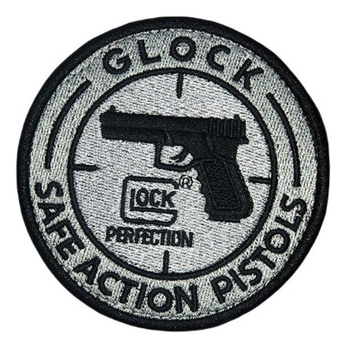 Parche Redondo Bordado Velcro Logo Glock Pistola 