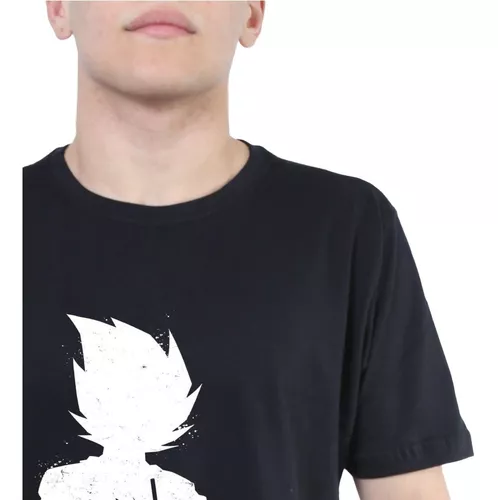 Camiseta masculina Sombra Perfil Goku Dragon Ball Camisa Blusa