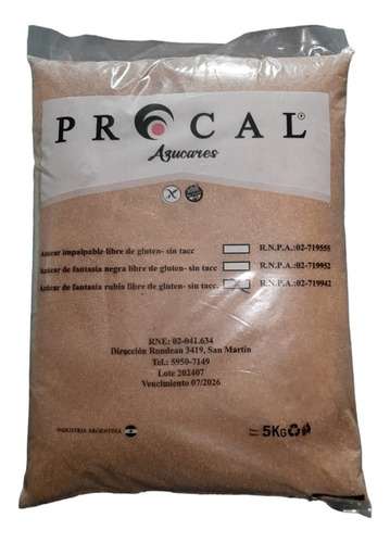 Azucar Rubia Procal Por 5 Kg Gr Sin Tacc