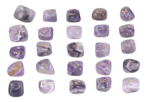 25 Piezas De Piedras Rúnicas Naturales Grabadas Con El Alfab