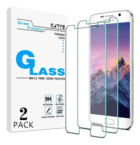 Protector De Pantalla Para Galaxy S6 Katin Templado 2-pack